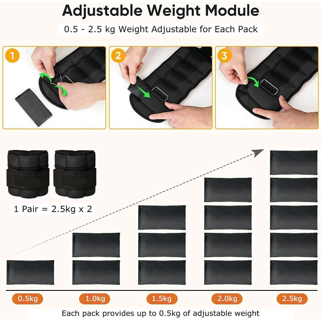 MMB Stralo Adjustable Ankle Weight Straps 2.5kg
