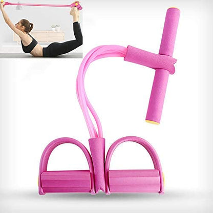 4-Tube Elastic Sit Up Pull Rope with Foot Pedal