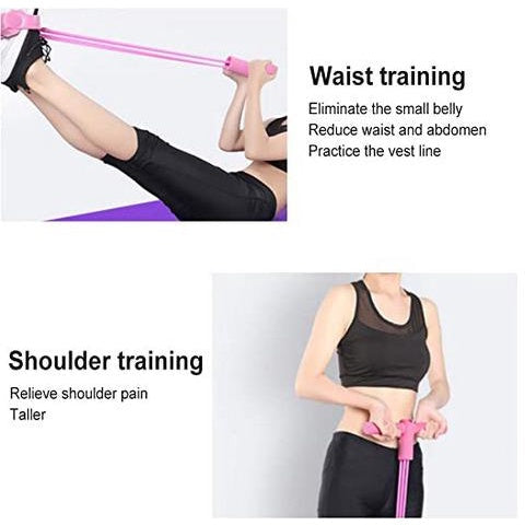 4-Tube Elastic Sit Up Pull Rope with Foot Pedal