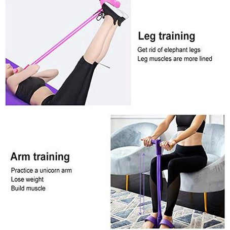 4-Tube Elastic Sit Up Pull Rope with Foot Pedal