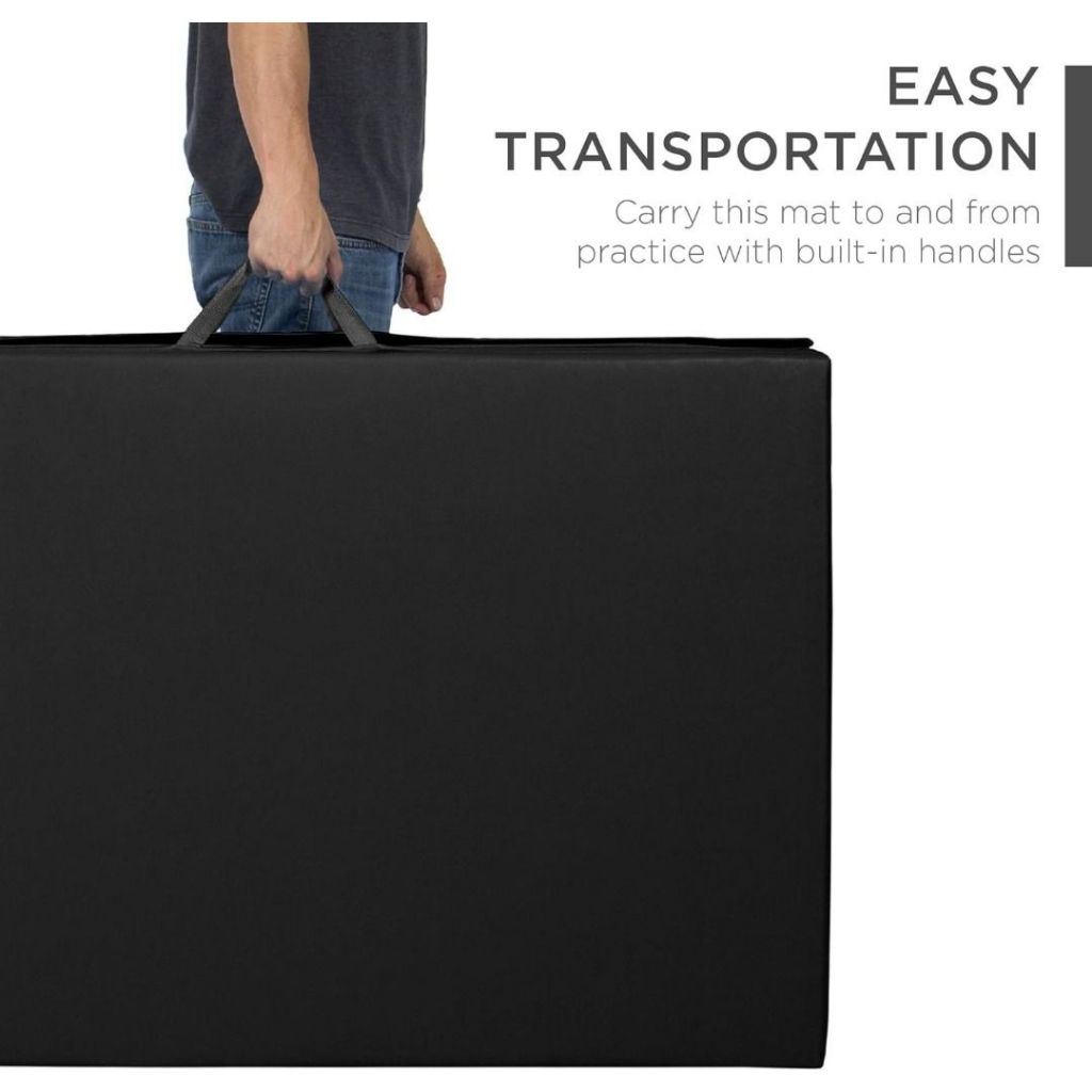 Folding Gym Mat 4-Panel Exercise Gymnastics Aerobics Workout Fitness Floor Mats w/Carrying Handles