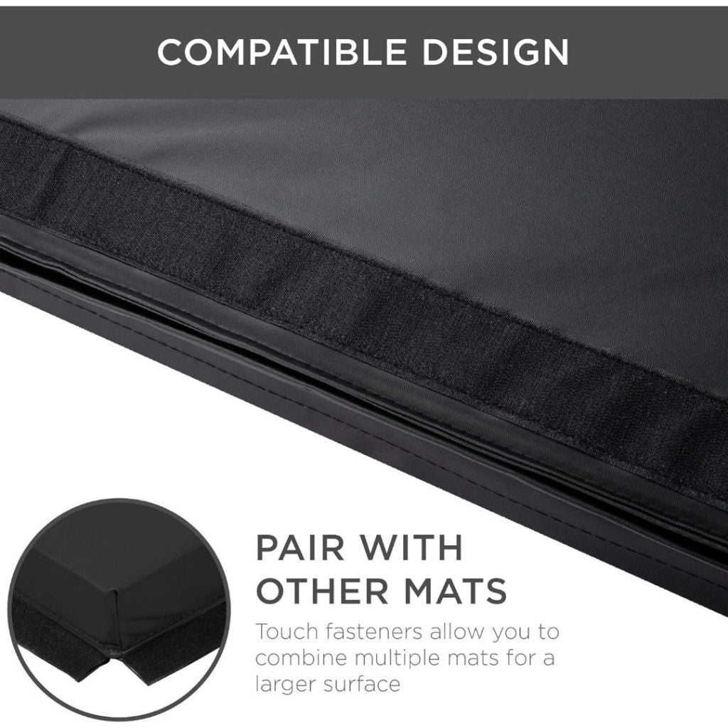 Folding Gym Mat 4-Panel Exercise Gymnastics Aerobics Workout Fitness Floor Mats w/Carrying Handles