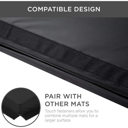 Folding Gym Mat 4-Panel Exercise Gymnastics Aerobics Workout Fitness Floor Mats w/Carrying Handles