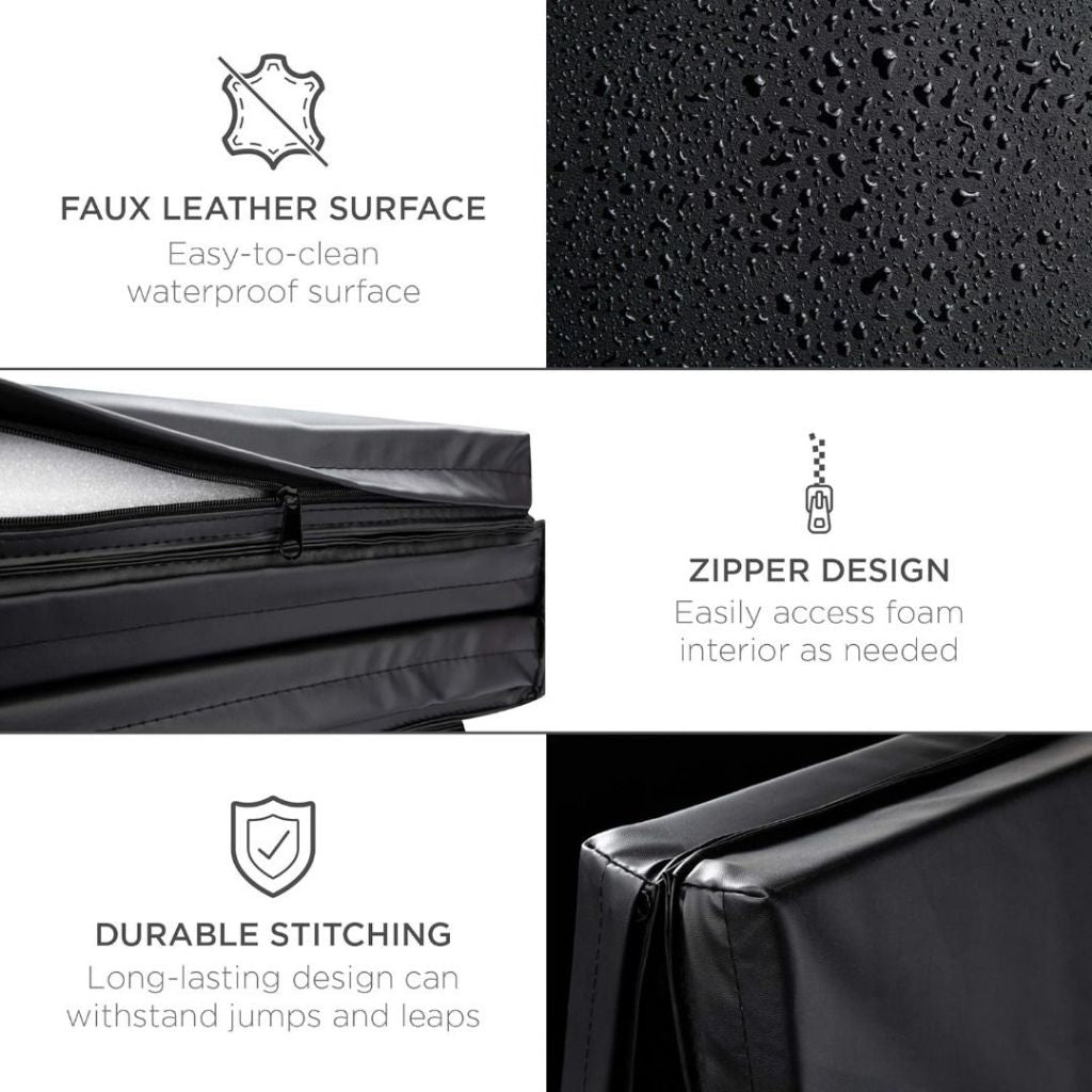 Folding Gym Mat 4-Panel Exercise Gymnastics Aerobics Workout Fitness Floor Mats w/Carrying Handles