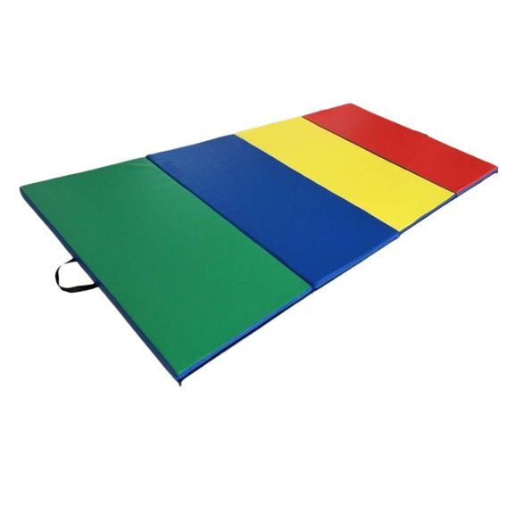 Folding Gym Mat 4-Panel Exercise Gymnastics Aerobics Workout Fitness Floor Mats w/Carrying Handles
