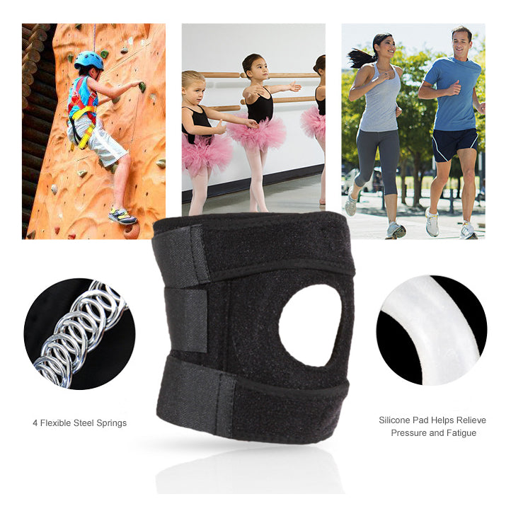 Adjustable Compression Knee Patellar Tendon Support Brace for Men Women - Arthritis Pain, Injury Recovery, Running, Workout, (Black)