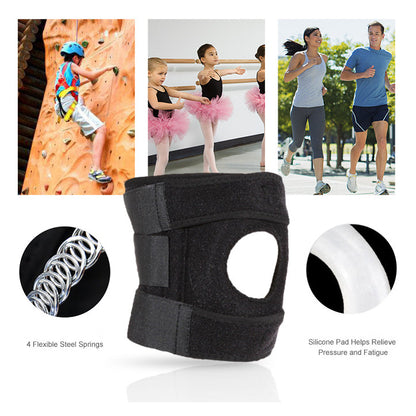 Adjustable Compression Knee Patellar Tendon Support Brace for Men Women - Arthritis Pain, Injury Recovery, Running, Workout, (Black)