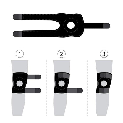 Adjustable Compression Knee Patellar Tendon Support Brace for Men Women - Arthritis Pain, Injury Recovery, Running, Workout, (Black)