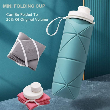 Tyso Collapsible Water Bottles Leakproof Valve Reusable BPA Free Silicone Foldable Travel Water Bottle for Gym Camping Hiking Travel Sports Lightweight Durable 20oz Dark Green