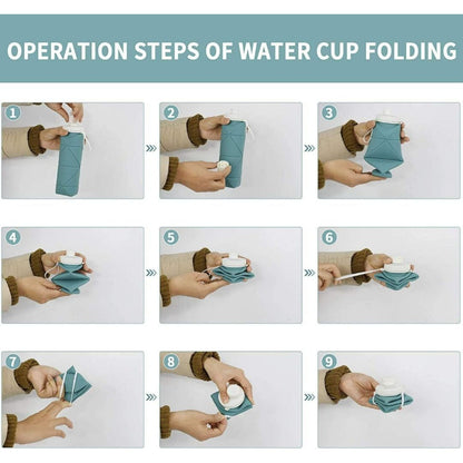 Tyso Collapsible Water Bottles Leakproof Valve Reusable BPA Free Silicone Foldable Travel Water Bottle for Gym Camping Hiking Travel Sports Lightweight Durable 20oz Dark Green