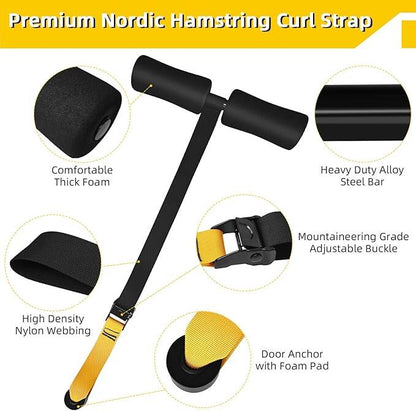 Nordic Curl, Adjustable Nordic Hamstring Curl Band for Leg Curls