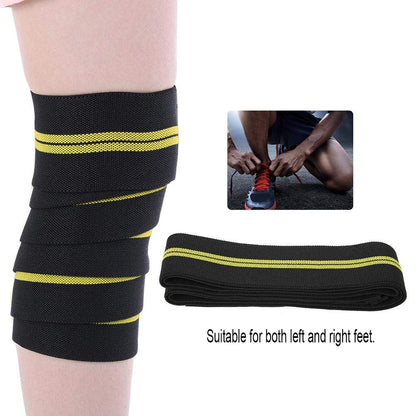 Knee Wraps (Pair) With Strap for Squats, Weightlifting, Powerlifting, Leg Press, and Cross Training - Flexible 180cm Knee Wraps for Squatting - For Men & Women