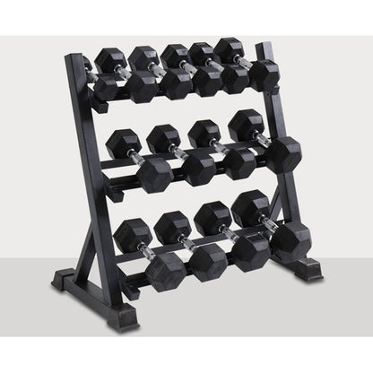 Ena 3 Tier Dumbbell Rack Only 300kg Load-Bearing Heavy Duty Steel Dumbbell Stand Quick Assembly Home Gym