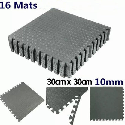 Puzzle Exercise Workout Mat, EVA Foam Interlocking Tiles, 10mm 30cmx30cm thickness for Gym, MMA, Home