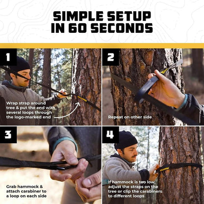 Camping Hammock - Portable Hammock Single or Double Hammock Camping Accessories for Outdoor, Indoor w/ Tree Straps