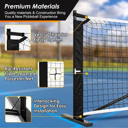 Pickleball Net, 22 FT USAPA Regulation Size Portable Pickleball Net, Steady Metal Frame for All-Weather Resistant Play