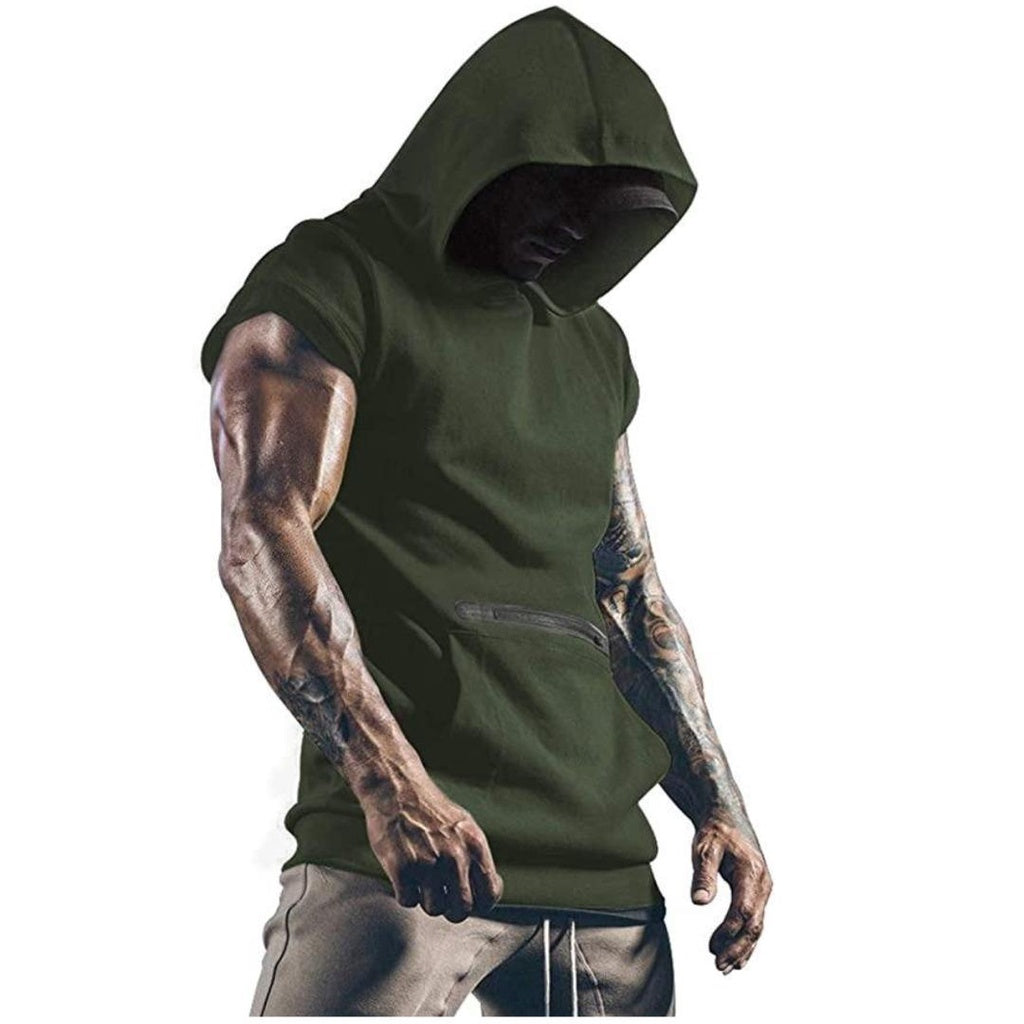 Moamoaboa Men's Gym Tank Tops Sports T Shirt Thin Fitness Muscle Vest Sleeveless Hoodies with Pockets