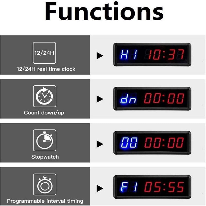 LED Interval Timer Count Down/Up Clock Stopwatch with Remote for Home Gym Fitness with Button start/stop Button