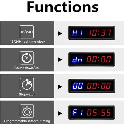LED Interval Timer Count Down/Up Clock Stopwatch with Remote for Home Gym Fitness with Button start/stop Button