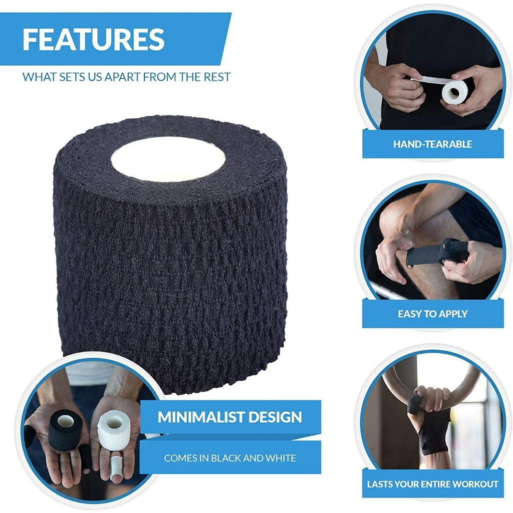 Oly Grip: Weightlifting Thumb Hook Grip Cotton Tear Stretch Tape (6 Rolls) - Keep Fingers and Hands Safe During Workout