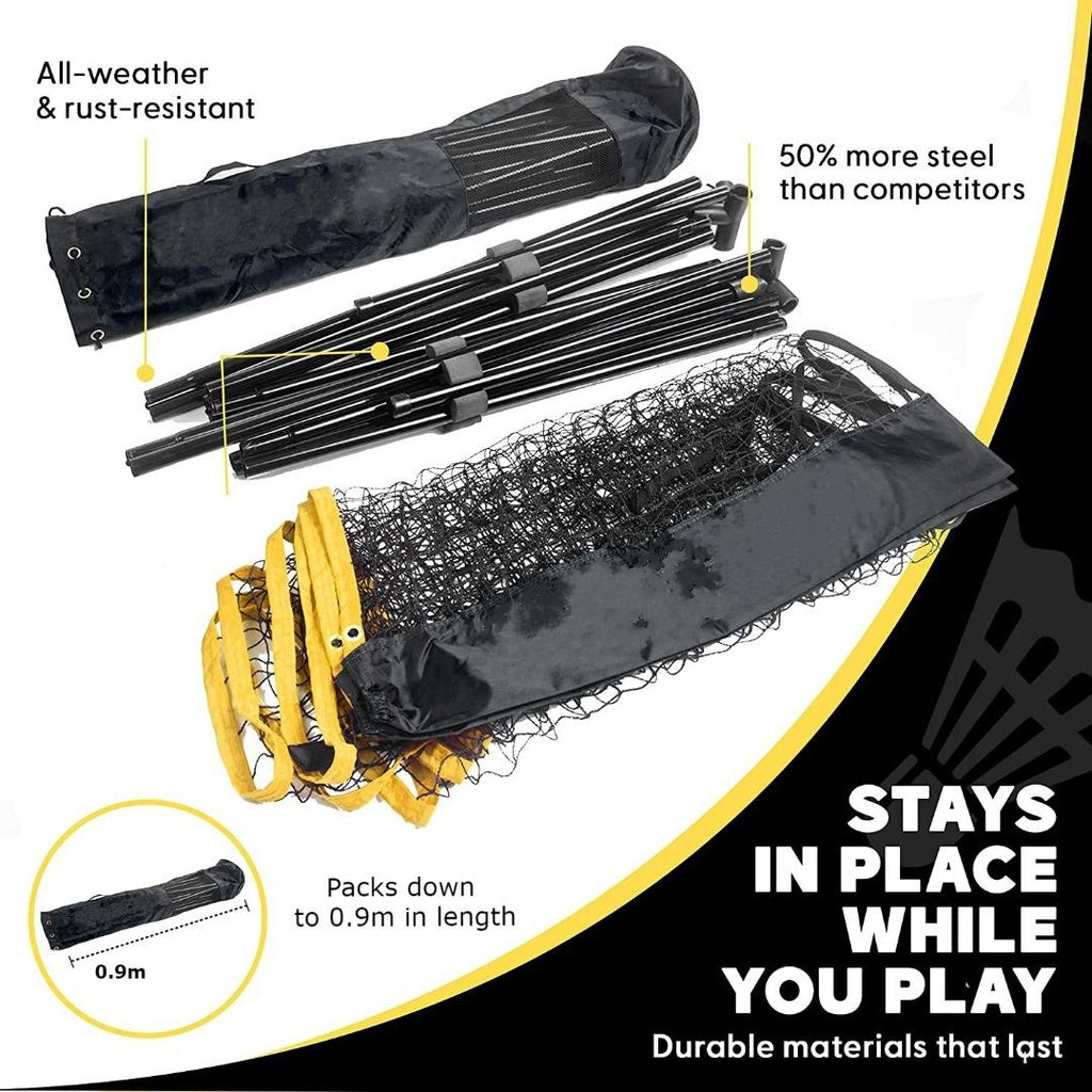 Badminton Pickleball Net - height adjustable portable net for junior tennis, kids volleyball & soccer, badminton racket