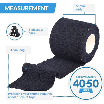 Oly Grip: Weightlifting Thumb Hook Grip Cotton Tear Stretch Tape (6 Rolls) - Keep Fingers and Hands Safe During Workout