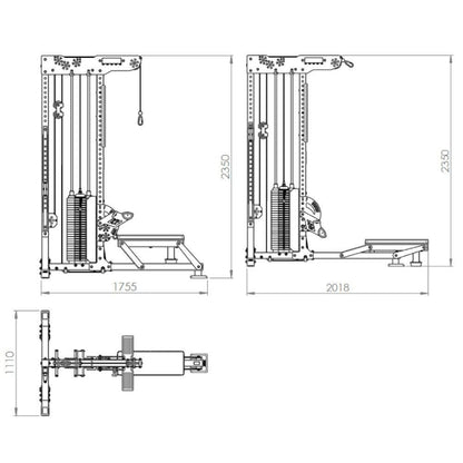 MMB Akro Dual Function Lat Pulldown/Seated Row Machine with Adjustable Cable Height - Convenient Pin Load System