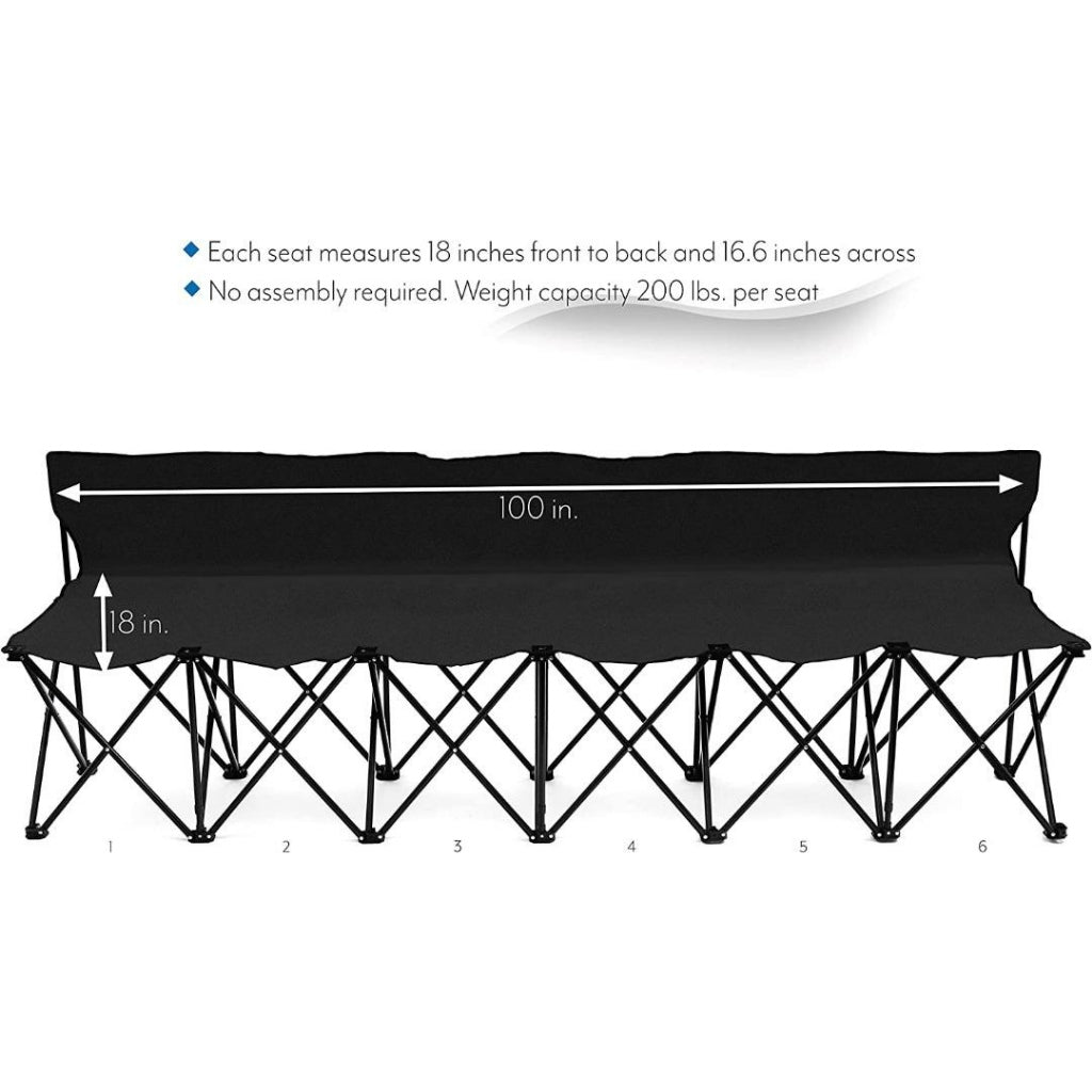Portable 6-Seater Folding Team Sports Sideline Bench with Back