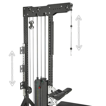 MMB Akro Dual Function Lat Pulldown/Seated Row Machine with Adjustable Cable Height - Convenient Pin Load System