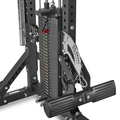 MMB Akro Dual Function Lat Pulldown/Seated Row Machine with Adjustable Cable Height - Convenient Pin Load System