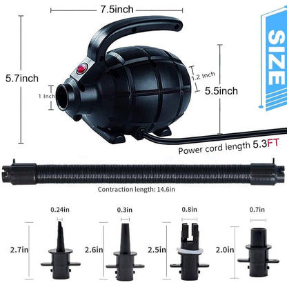 Electric Air Pump High Power Electric Air Pump 600W Portable Inflator Pump with 4 Sizes Nozzle UK plug