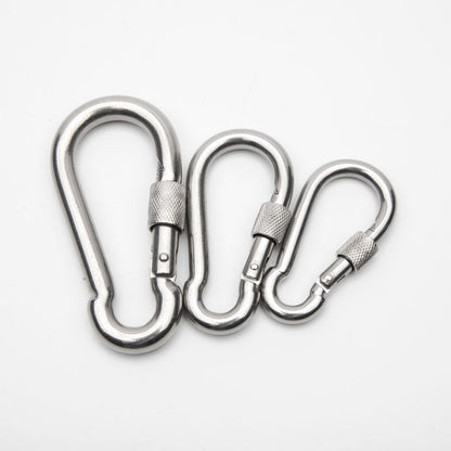 Carabiner Chain Cable Attachments Stainless Steel Safety Spring Carabiner Mountain Climbing Water Bottle Backpack Hook