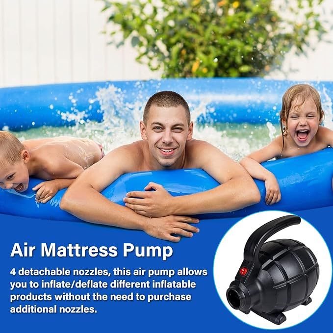 Electric Air Pump High Power Electric Air Pump 600W Portable Inflator Pump with 4 Sizes Nozzle UK plug