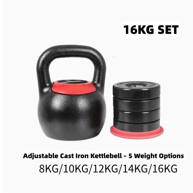 16KG/24KG Adjustable Kettlebell - 2kg Increments (8-24KG) for Home Gym, HIIT, CrossFit Training with Ergonomic Handle"
